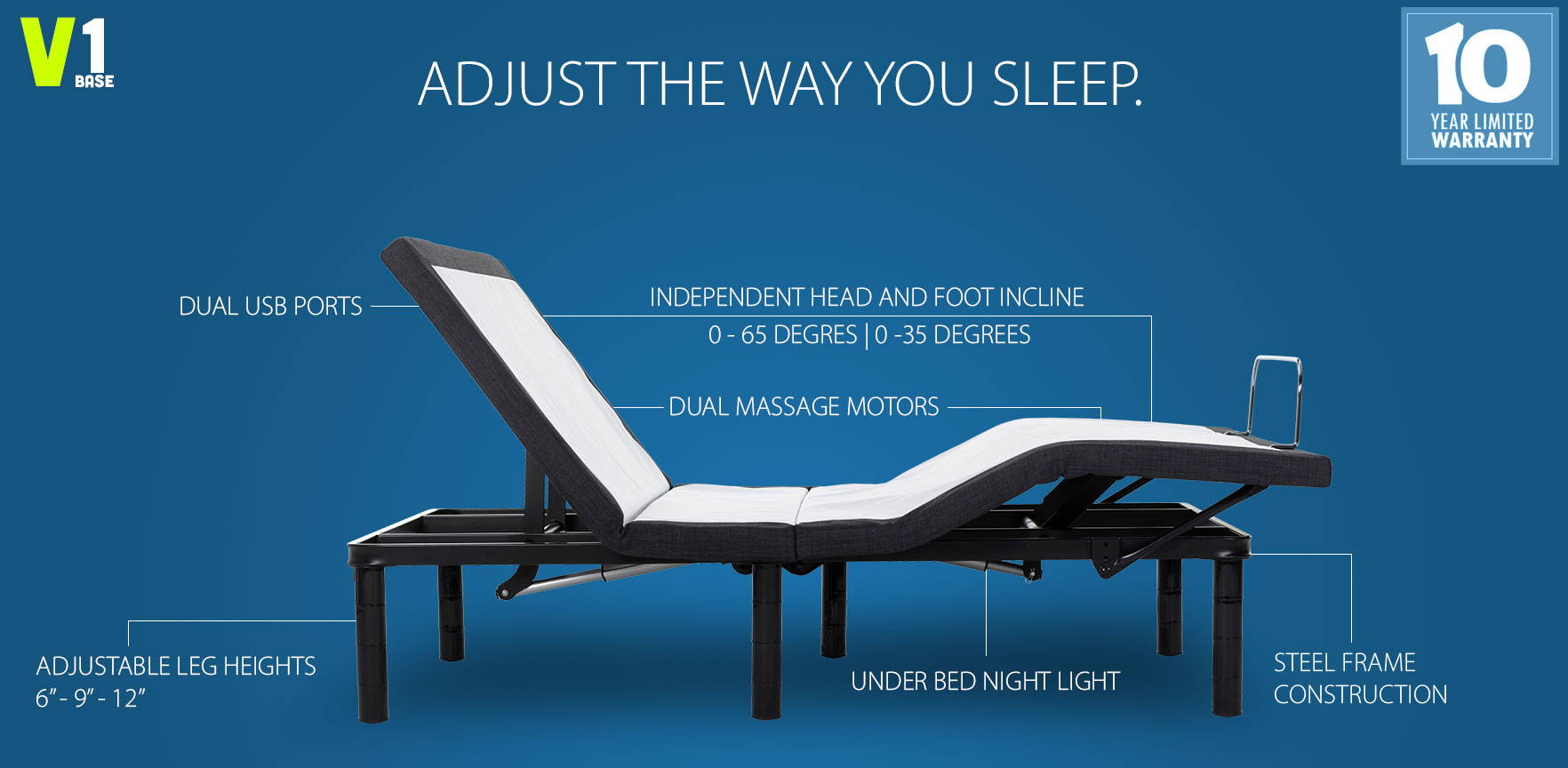 Premium Adjustable Base, Twin Adjustable Bed Frame With Massage