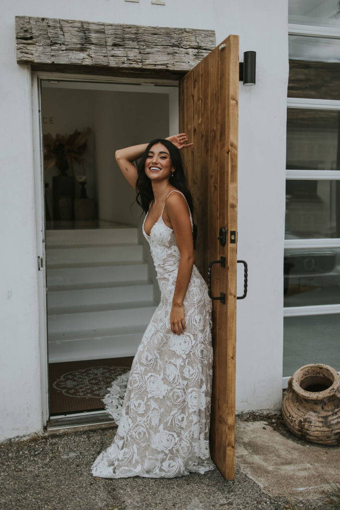 Bride wearing the Grace Loves Rosa wedding gown 