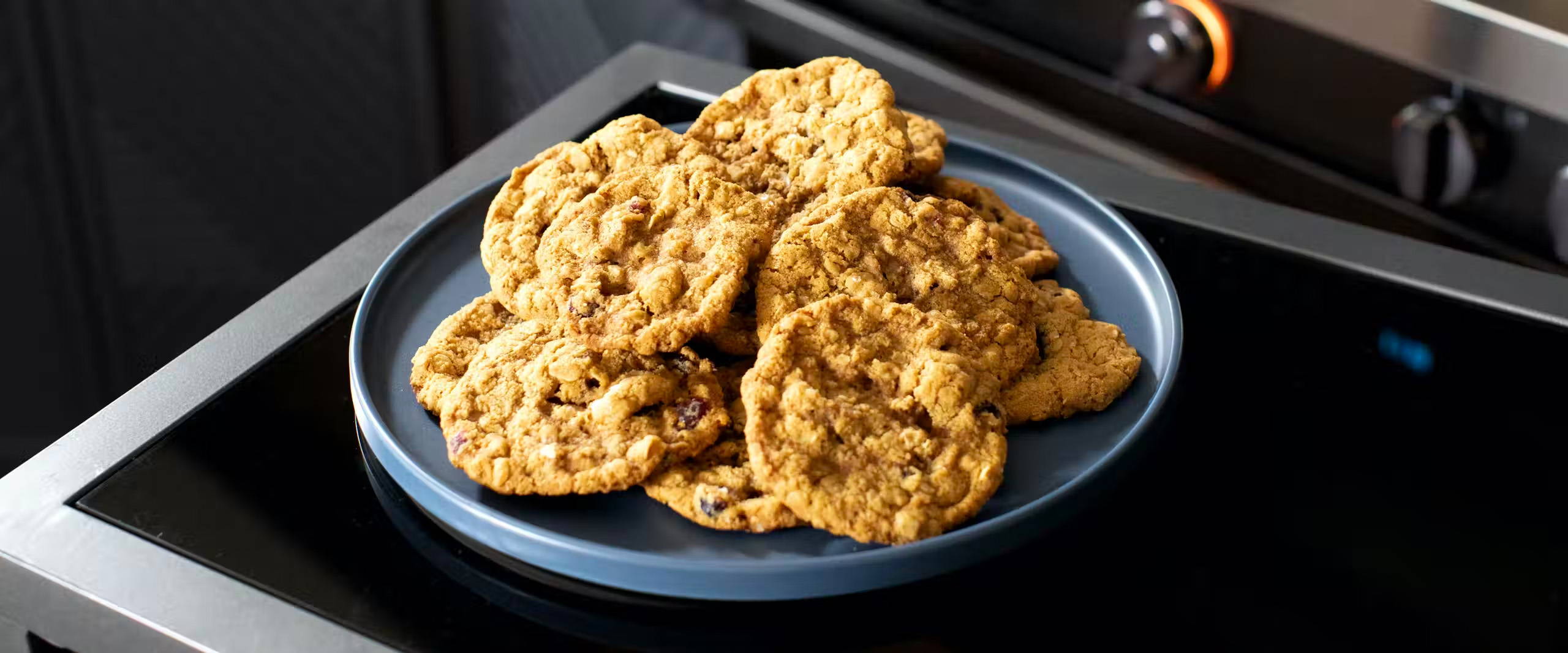 Plate of Oatmeal Cranberry Walnut Cookies