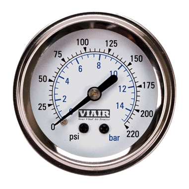 Viair 220 PSI Single Needle Air Gauge