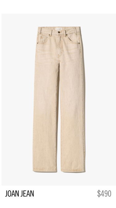 Beige straight-leg jeans labeled 