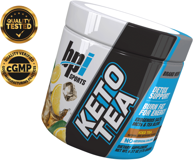 Container of Keto Tea and quality Verified / Tested stamps