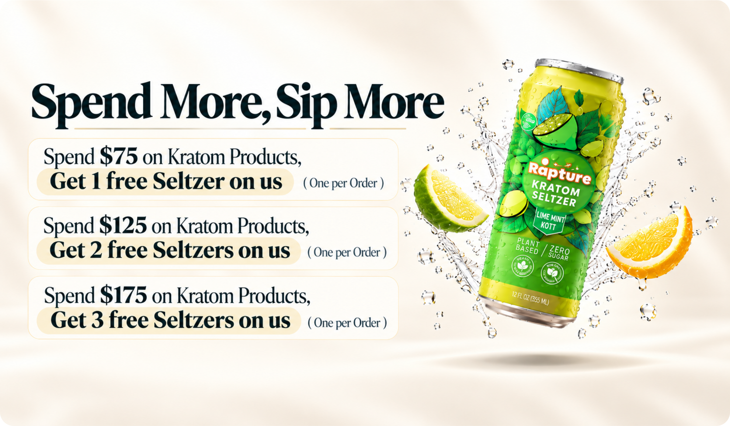 Promotional banner for sipping rewards on purchasing Kratom products.