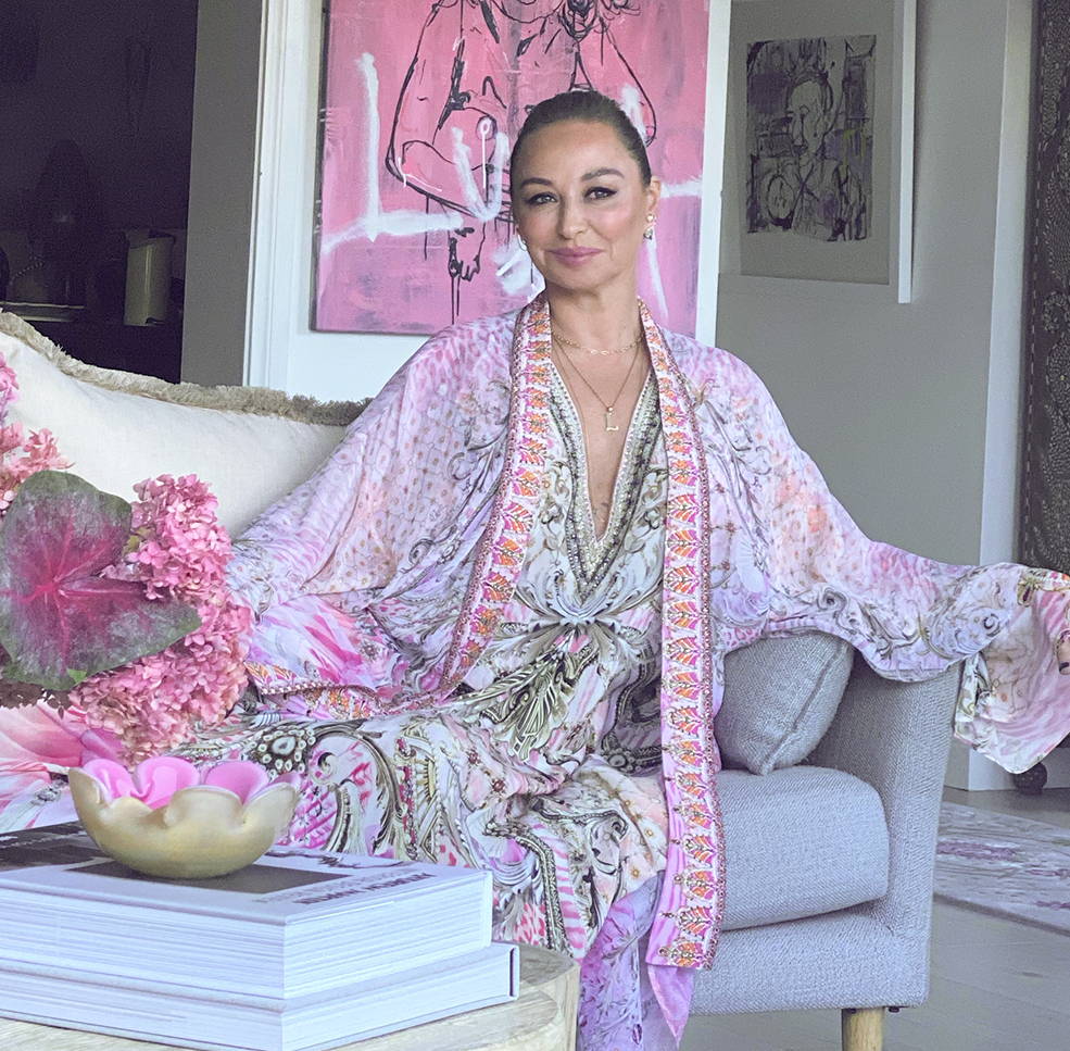 Camilla Franks wearing Deco Darling Pink Kimono and Dress