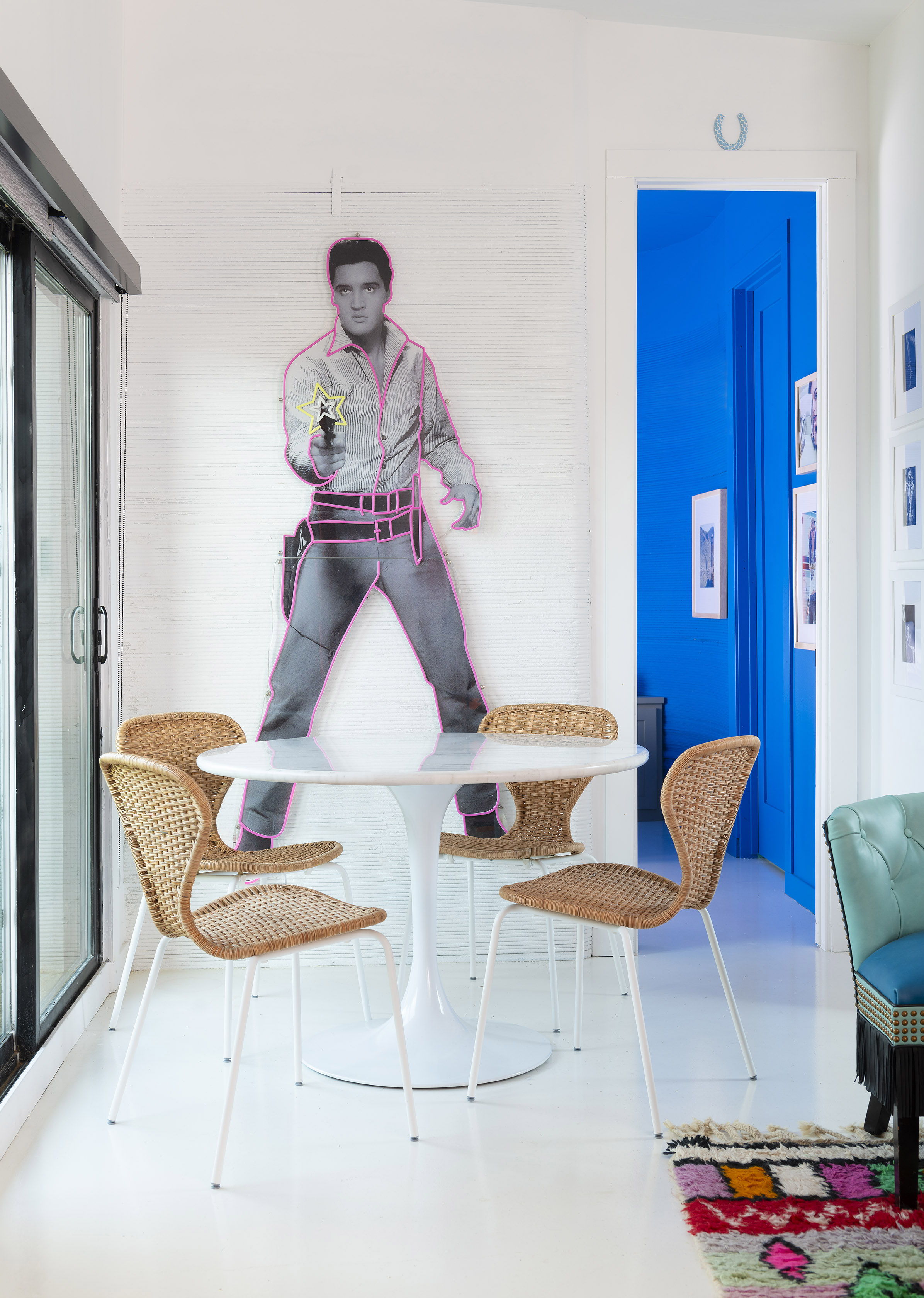Life sized Elvis Presley cut out in the dining room of the DDR Casita