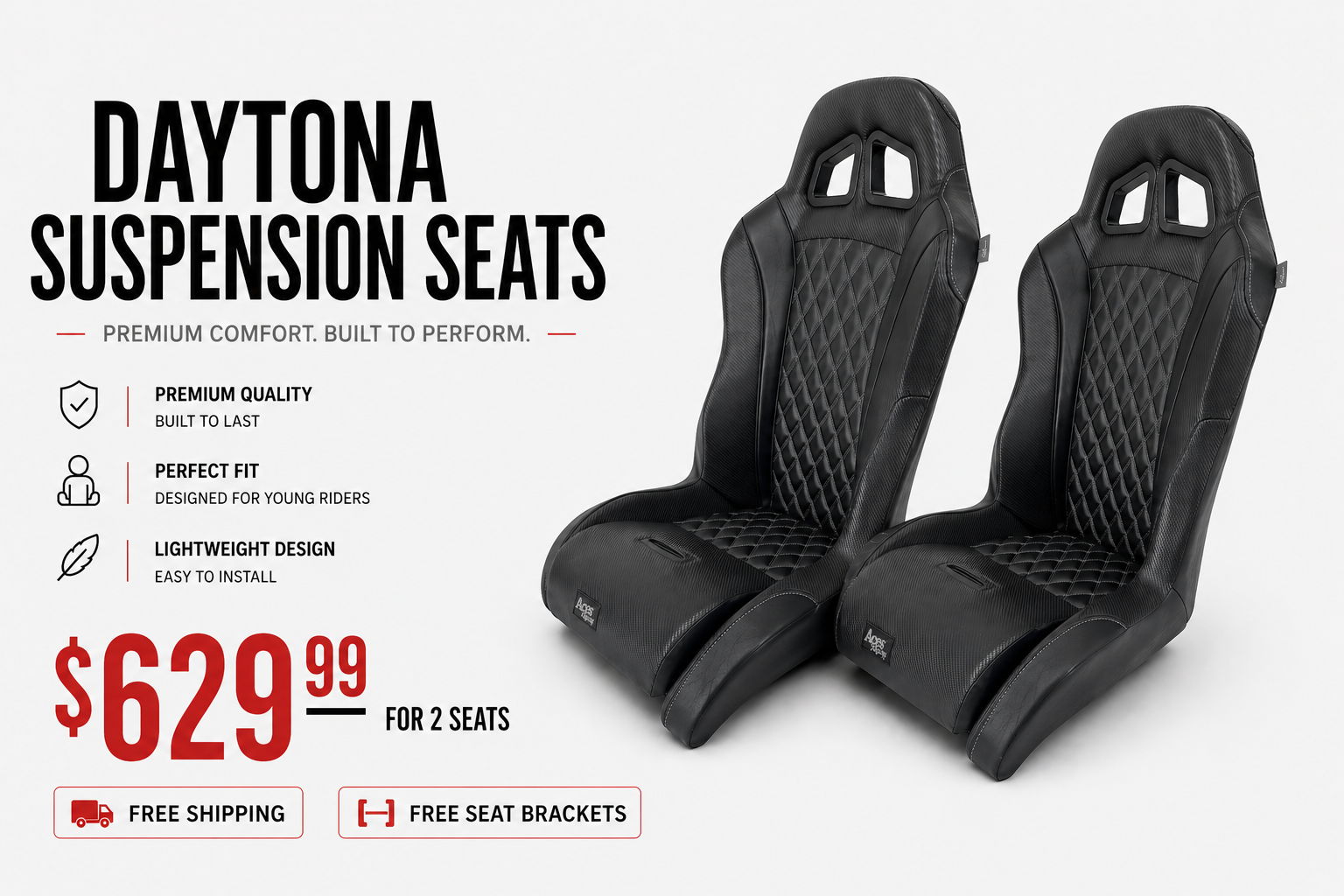 Daytona suspension seats for sale at $629.99 with free shipping.