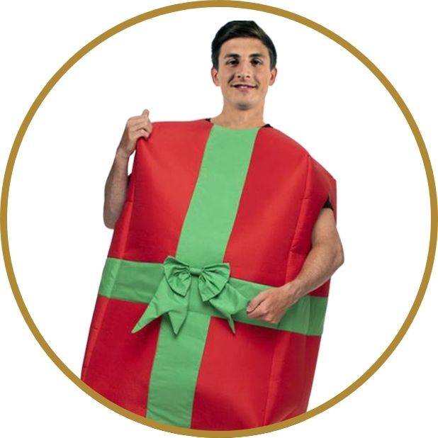 Man in Giant Present Costume