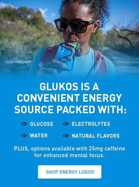 Glukos is a convenient energy source packed with: Glucose, Electrolytes, Water, Natural Flavors. PLUS, options available with 25mg caffeine for enhanced mental focus.  SHOP ENERGY LIQUID
