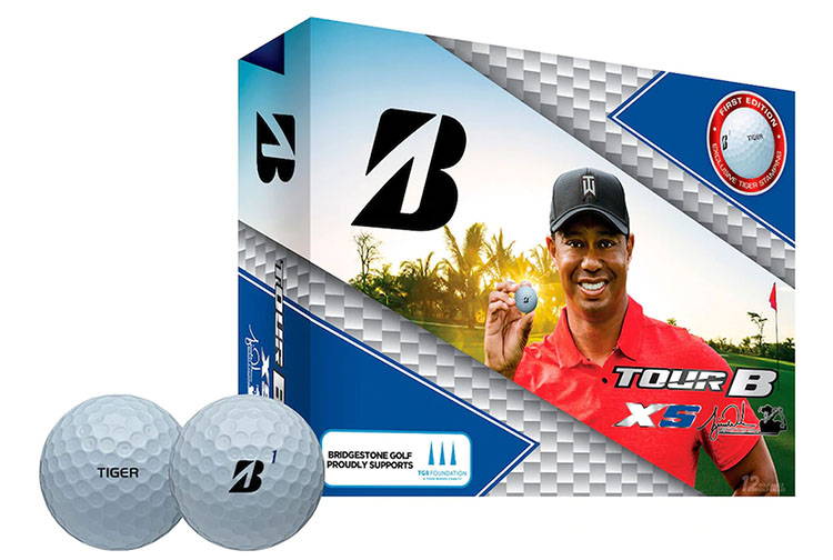 Bridgestone golf balls featuring Tiger Woods