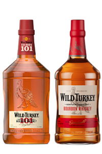 Two bottles of Wild Turkey bourbon whiskey.