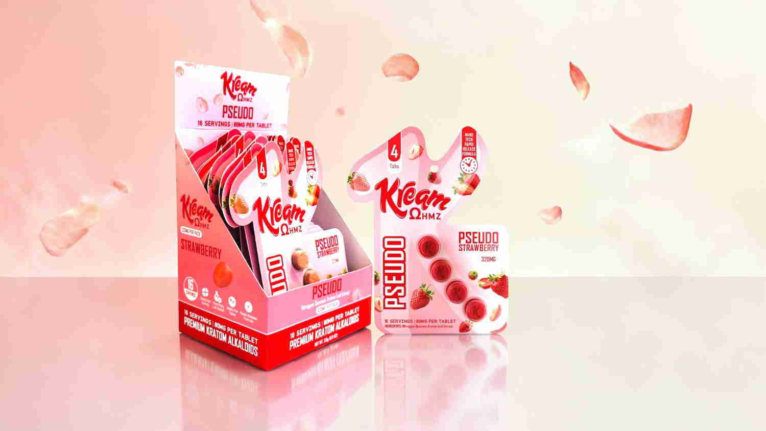 KitKat packaging with pink accents and floral backdrop.