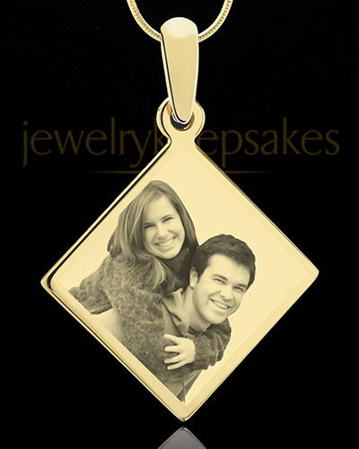 Gold Photo Engraved Diamond Pendant