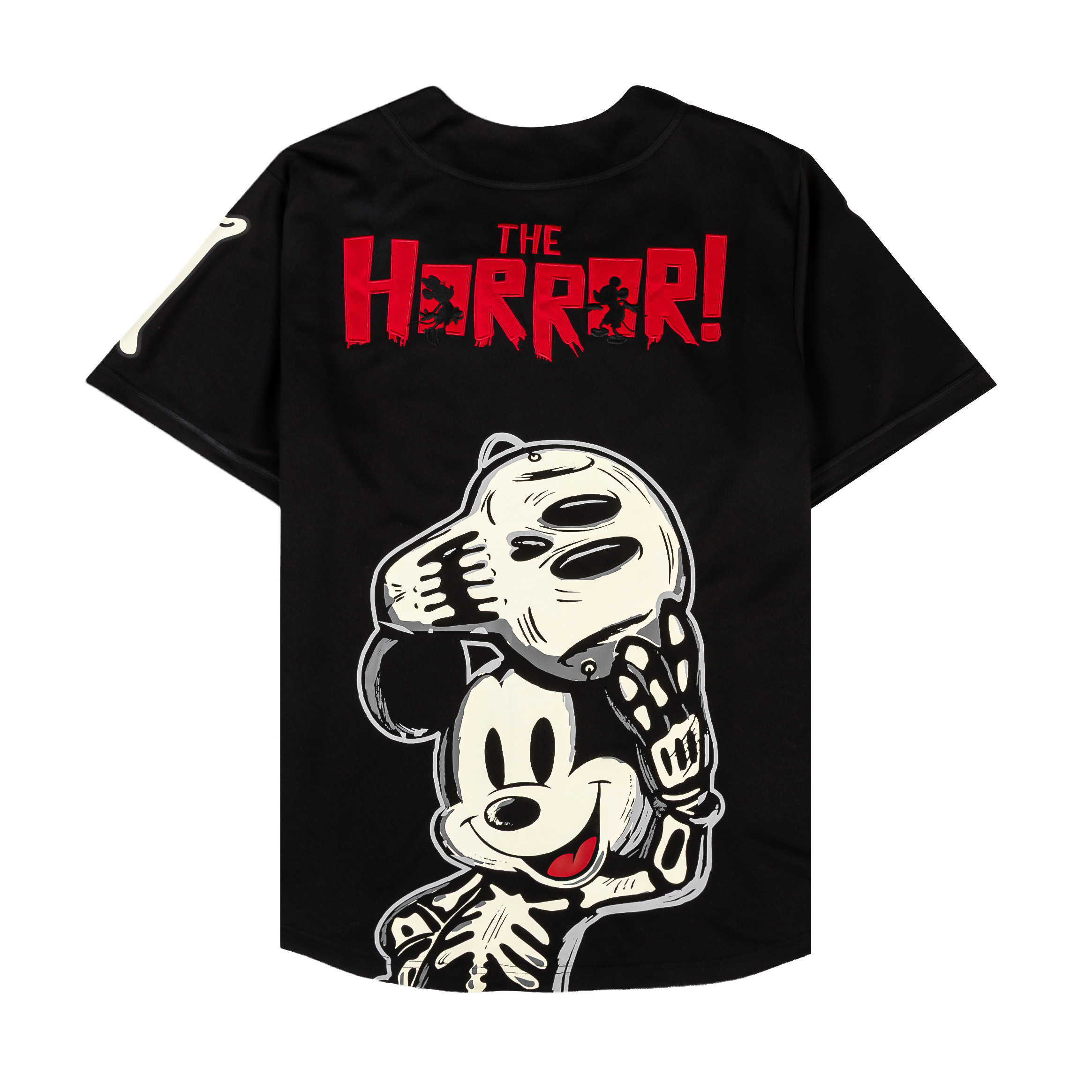 Black jersey shirt with white skeleton ribcage design.