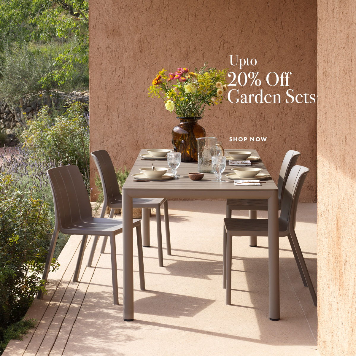 Upto 20% off Nardi garden dining sets - Tiberina chairs and Tevere table