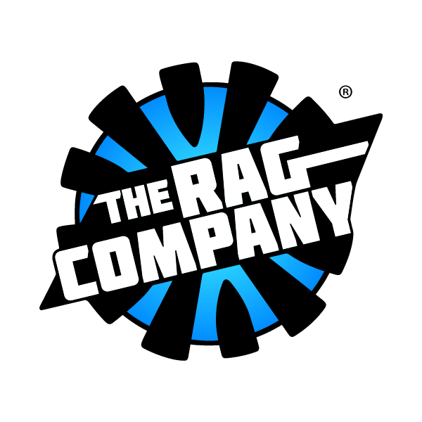 Logo of The Rag Company with blue and black design elements.