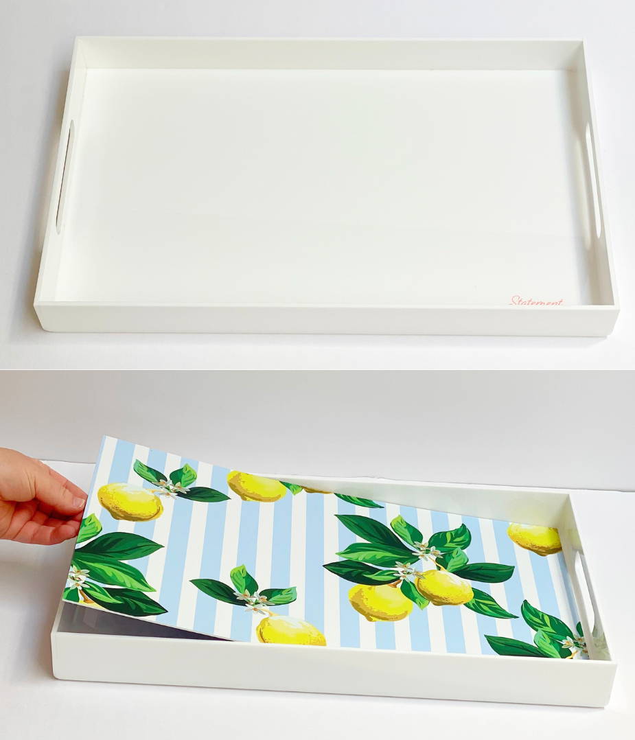 Acrylic Serving Tray with Handles & White Bottom