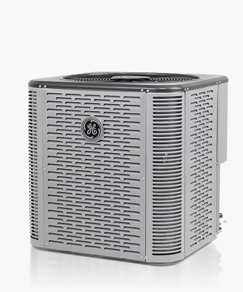Image of GE Residential HVAC Single Stage Air Conditioner, uninstalled and  angled to the left