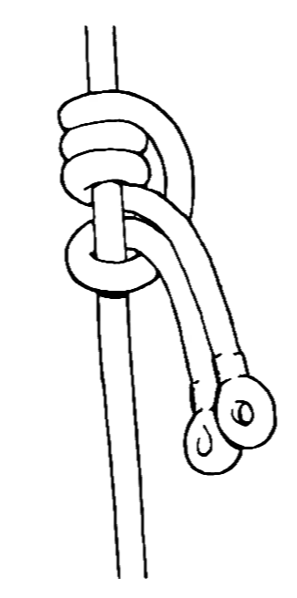 A hand-drawn knot tied around a rope with two loose ends.
