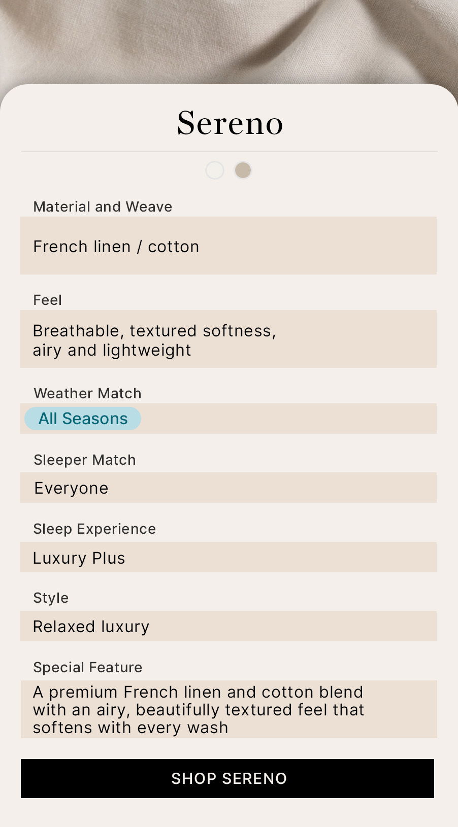Sereno bed linen