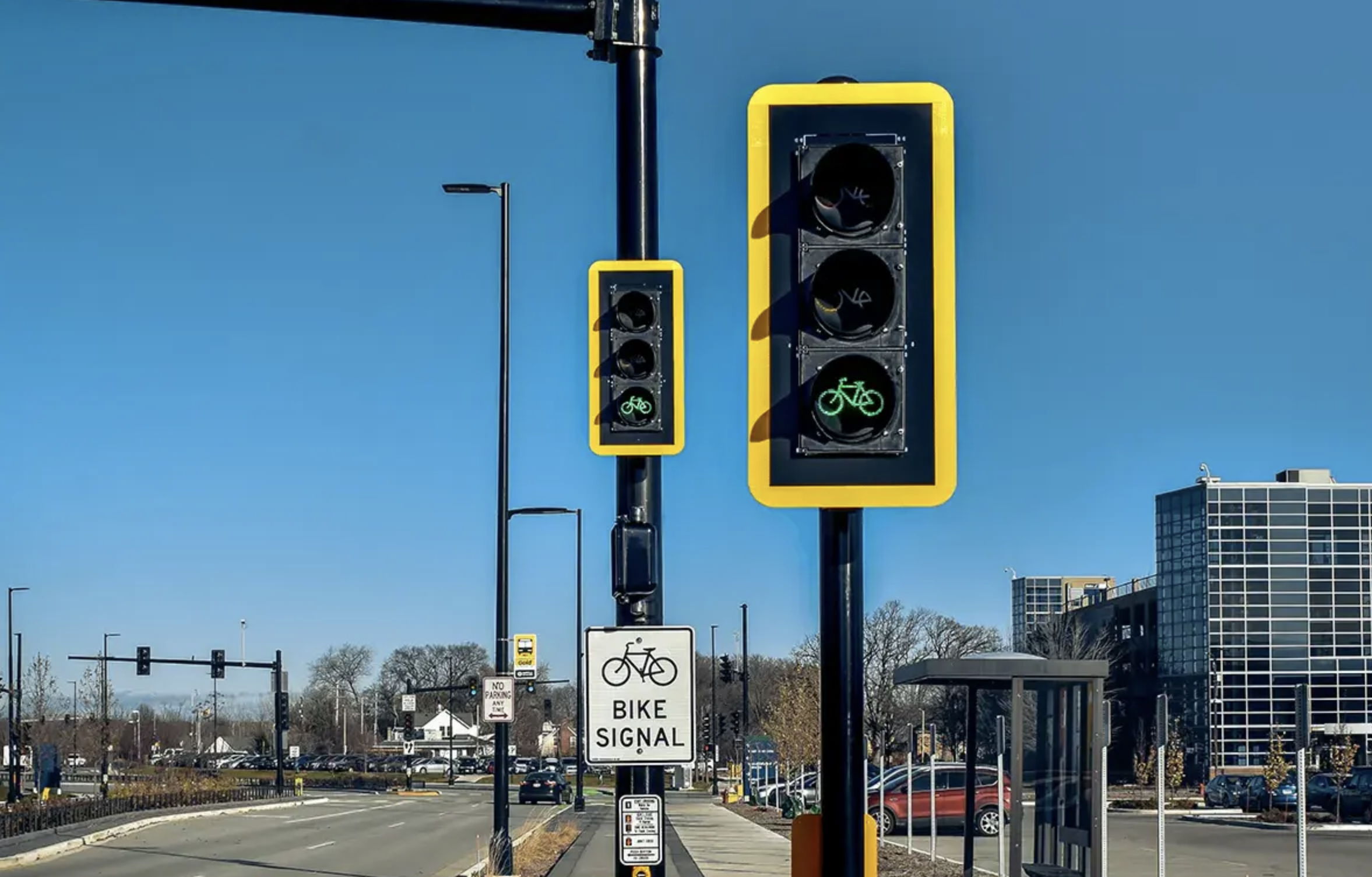 Signalized intersection with new signal heads