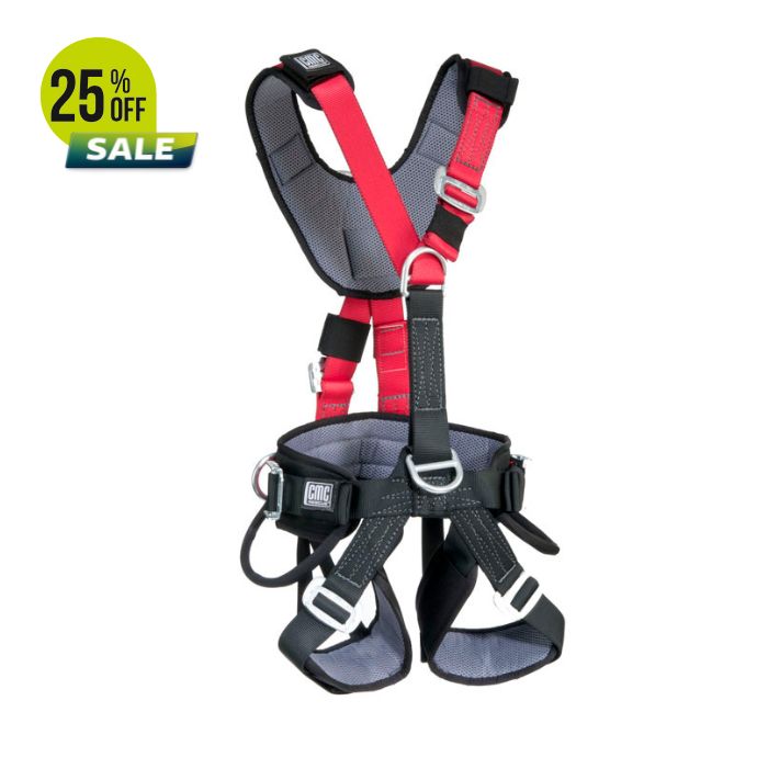 Safety harness with adjustable straps, featuring a 25% off sale tag.