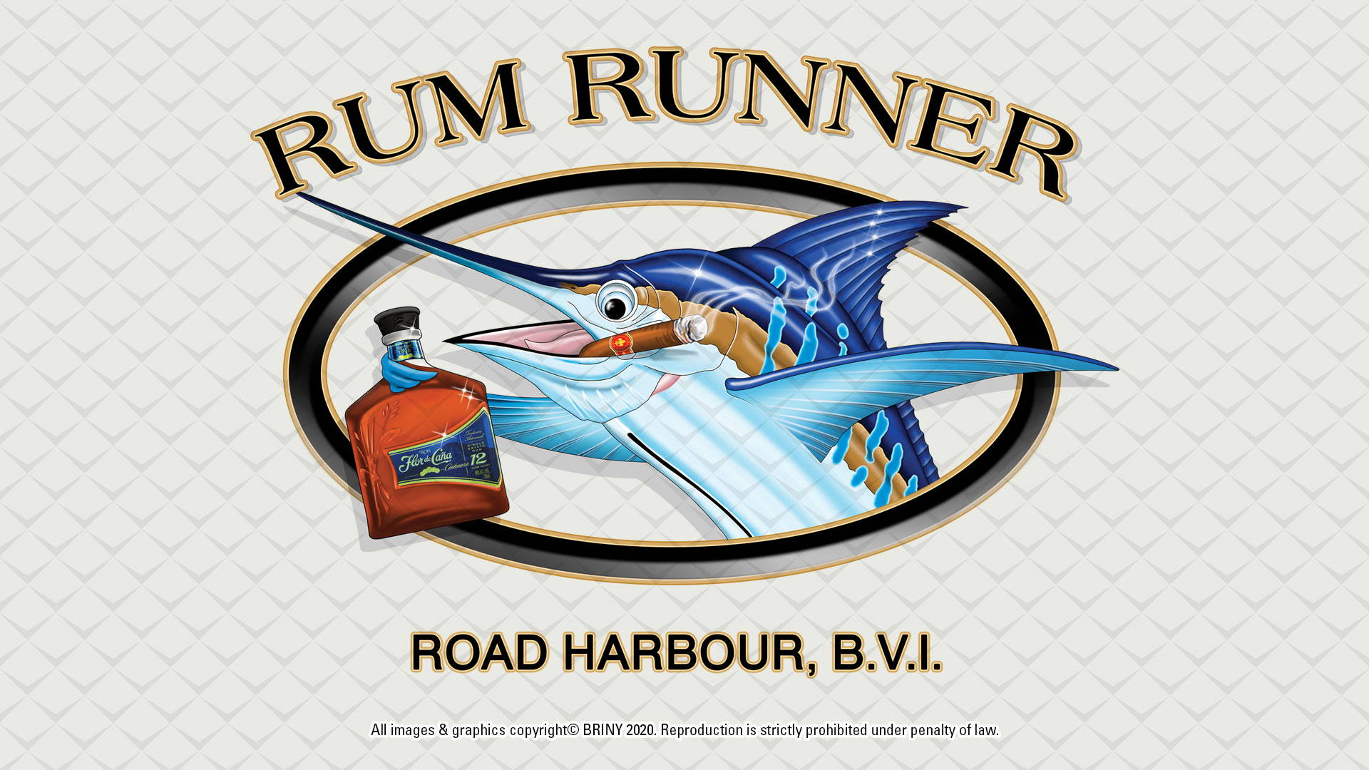 Briny-Rum-Runners logo marlin Graphic for custom fishing shirts