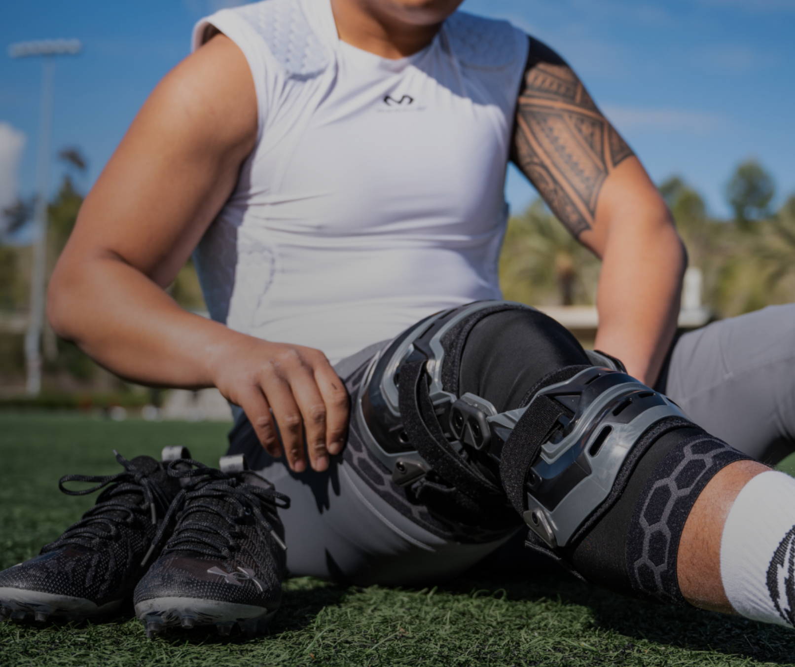 Youth Football Player/Athlete Wearing Elite Bio-Logix™ Hinged Knee Brace