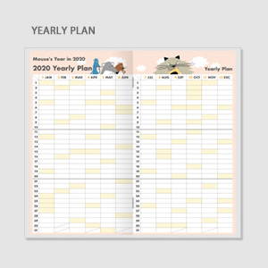 Yearly plan - Chachap 2020 Hello mouse dated monthly planner scheduler