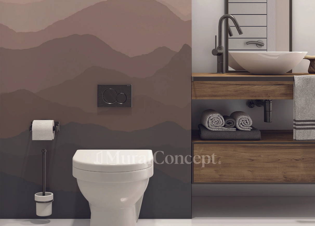 Papier peint wc panoramique dunes terracotta