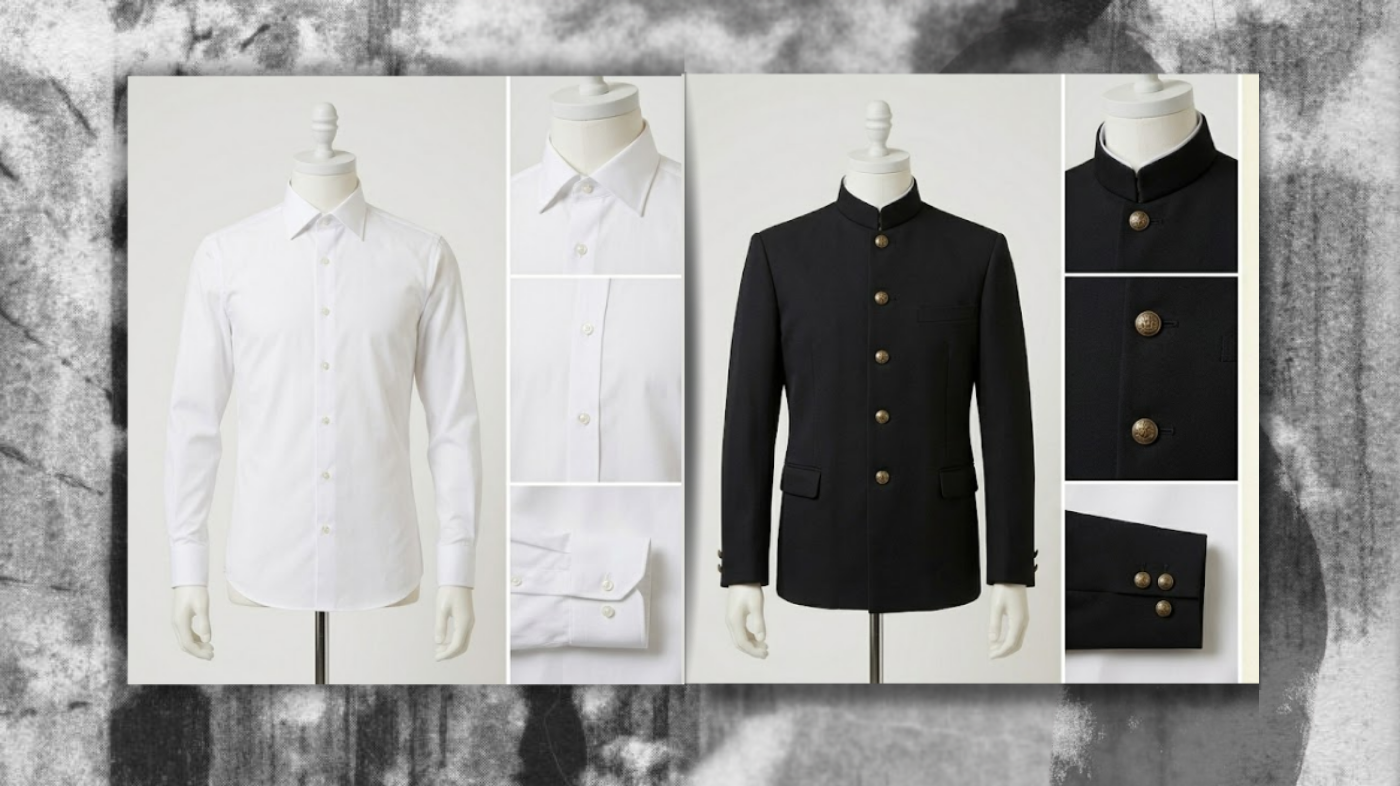 Junji Ito cosplay costume Mitsuo Mori Crossroads Pretty Boy black school uniform horror cosplay eerie gothic minimalist outfit colored contact lenses wig anime horror character look