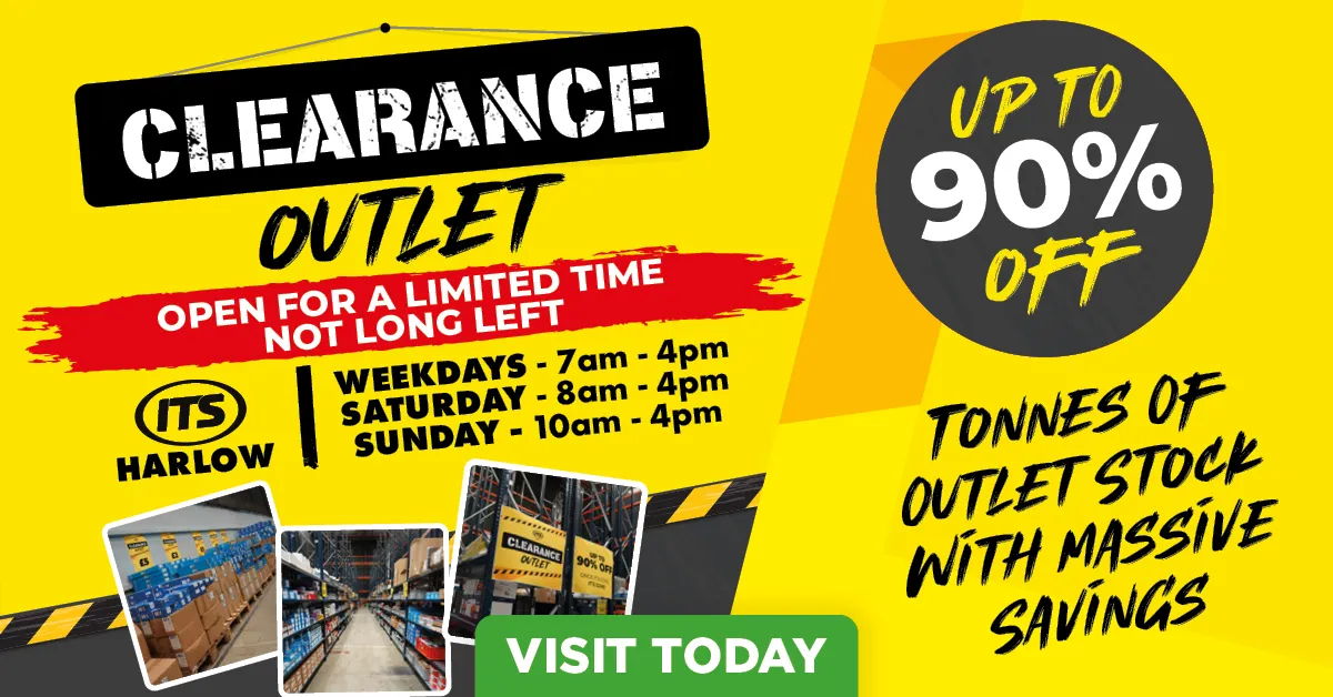 Clearance outlet sale with up to 90% off, limited time offer.