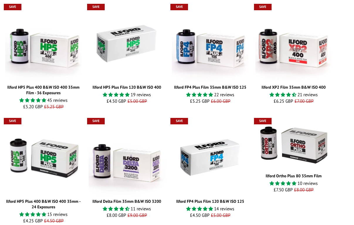 Save on Ilford films