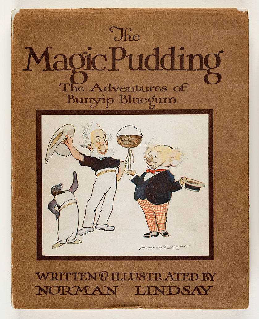 Cover of the original book, The Magic Pudding by Norman Lindsay 