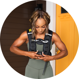 Woman wearing a weight vest.