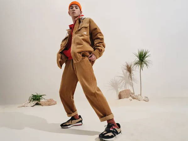 male model wearing new balance chinese new year footwear and apparel