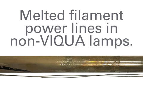 Smeltet filament i knockoff-lamper