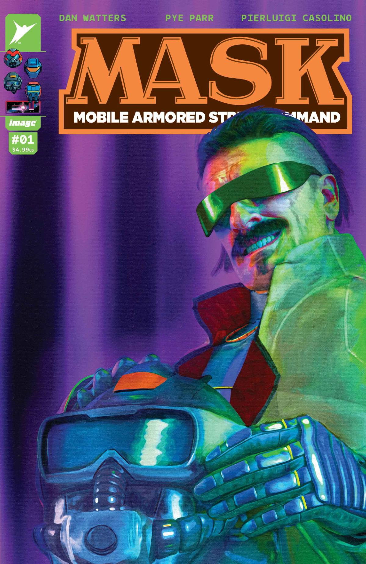 Comic cover featuring characters from MASK: Mobile Armored Strike Command.