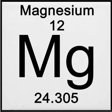 Magnesium periodic table symbol for headphones with magnesium-based drivers.