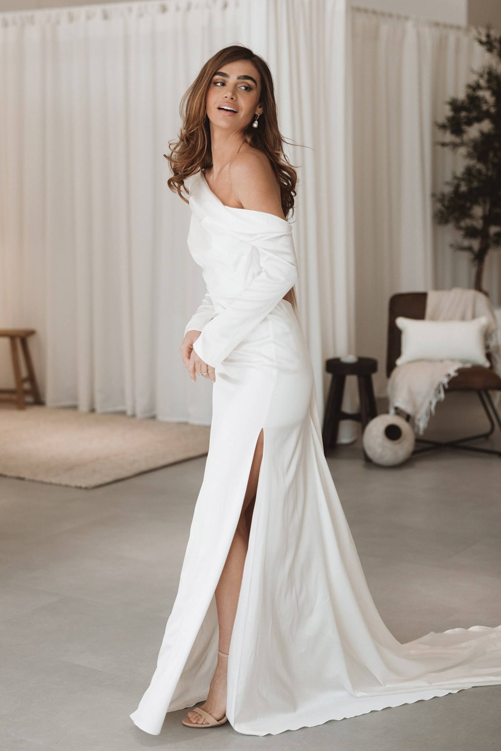 Bride in the New Jersey Showroom in the Anu gown