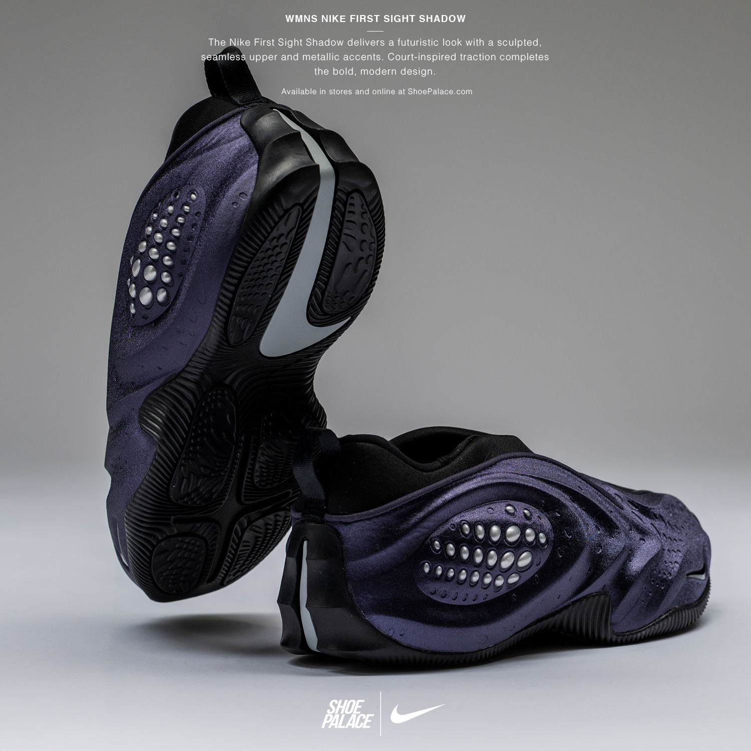 Nike sneakers displayed from multiple angles on a gray background.