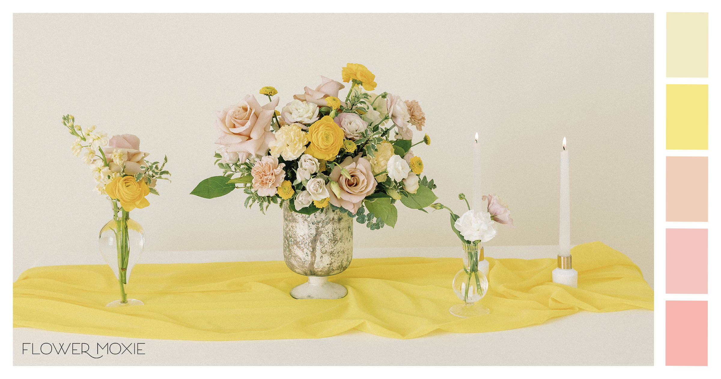 blush pink and yellow diy wedding flower kit