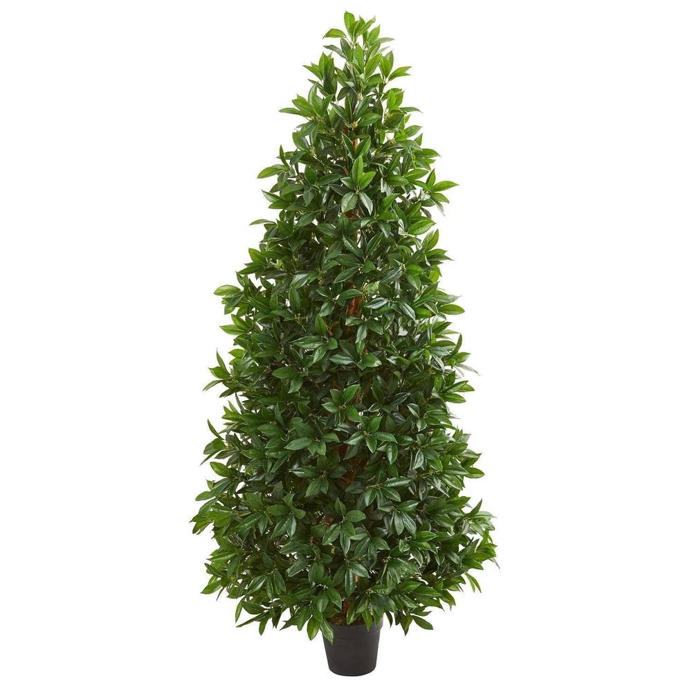 Nearly Natural 5' Bay Leaf Cone Topiary Artificial Tree UV Resistant (Indoor/Outdoor)