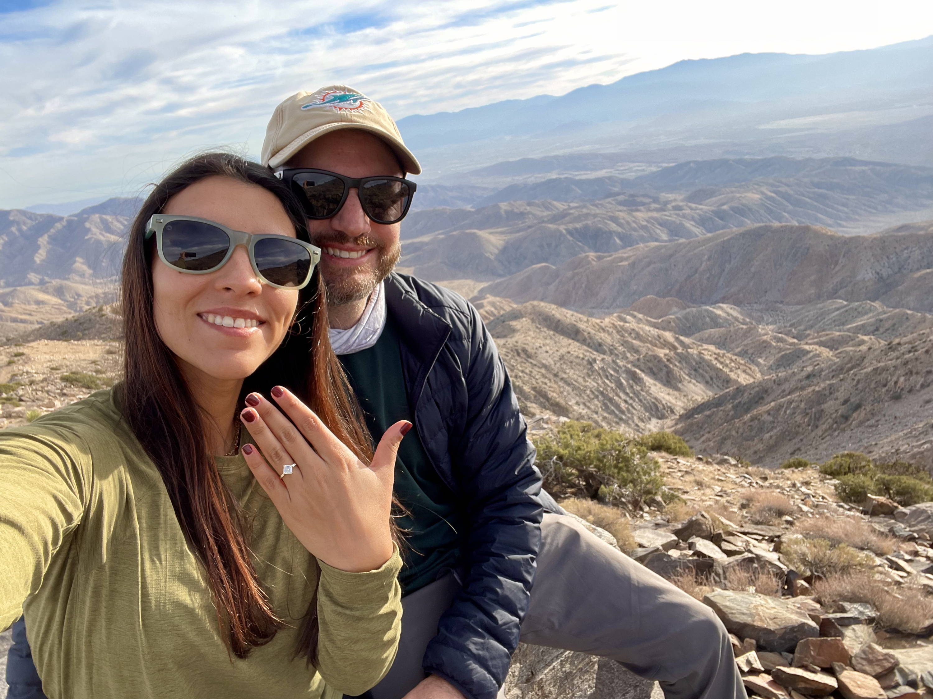 couple getting engaged on hike