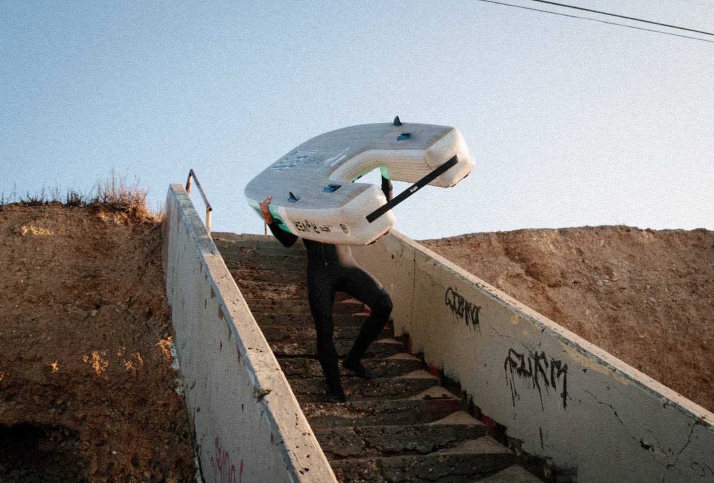 Carrying Rover Aero down the stairs