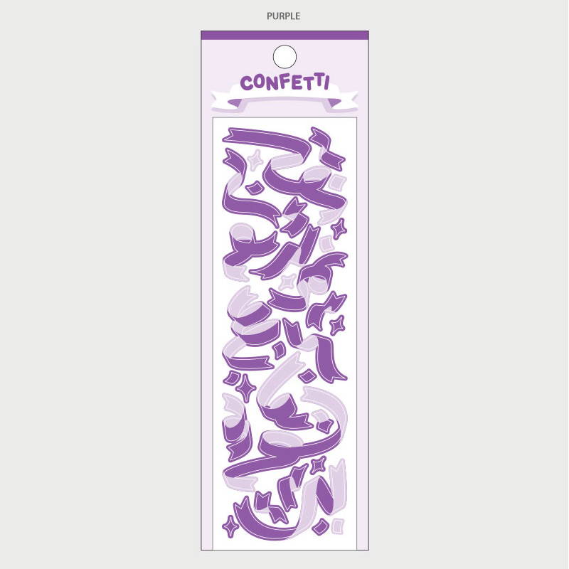 Purple - Confetti hologram pearl short sticker seal