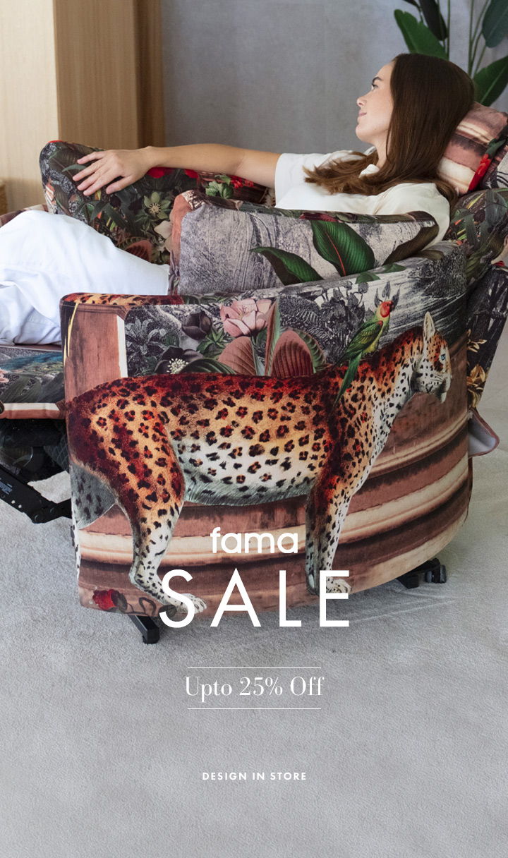 Fama recliner chair in animal fabric - Customisable & quirky