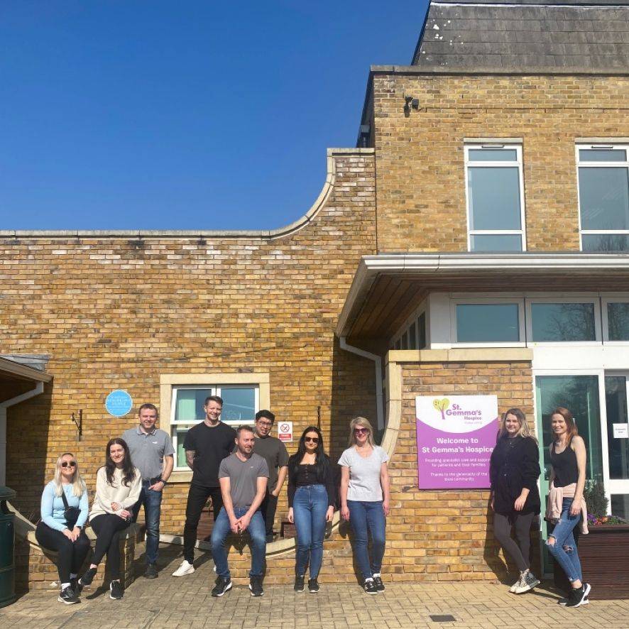 Members of the Lights4fun team outside St Gemma's Hospice.