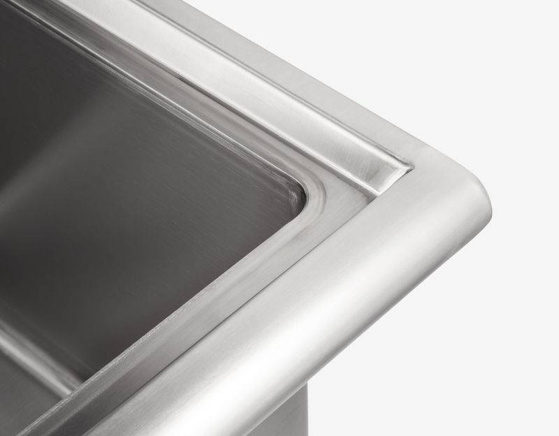 rounded corner edges of the sink