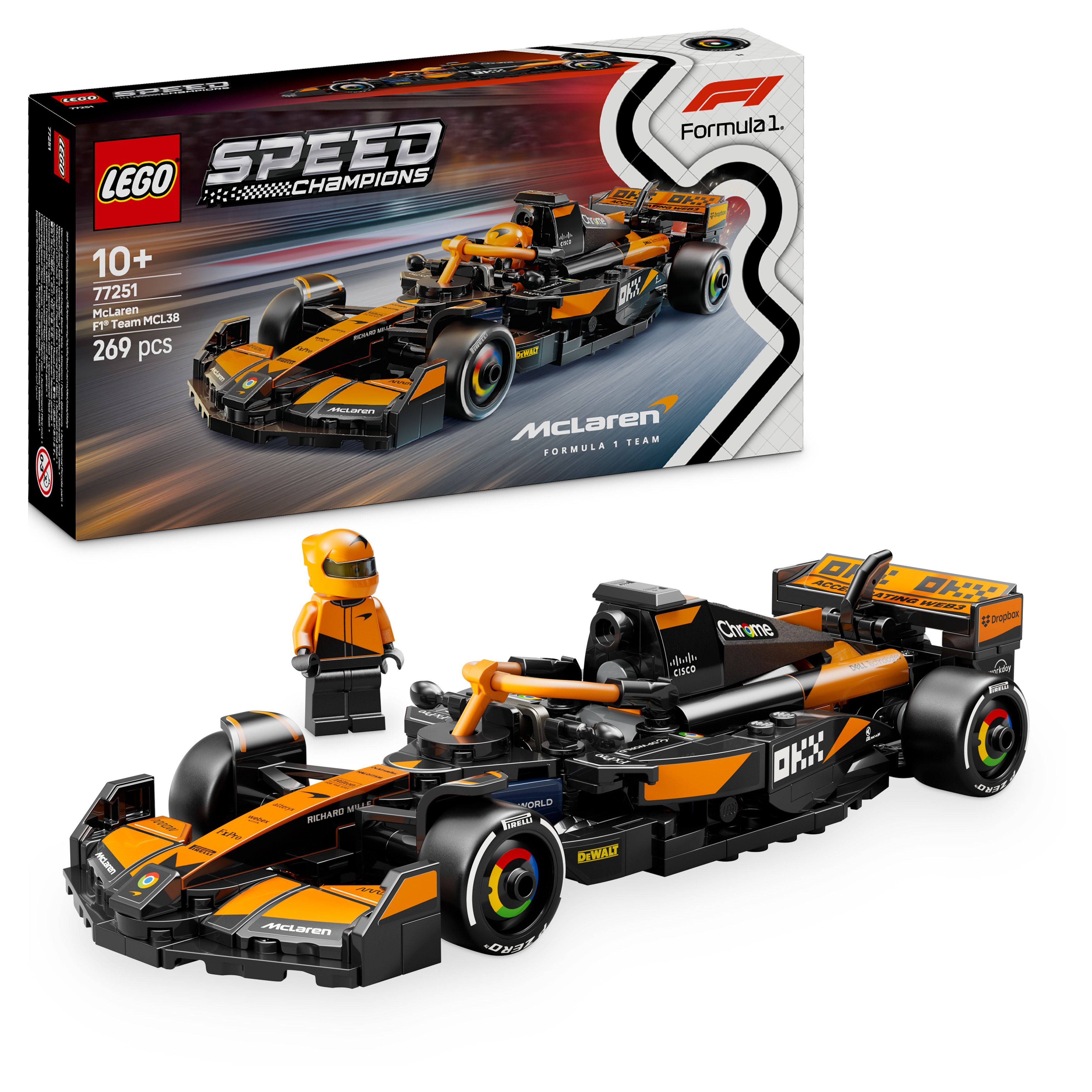 LEGO McLaren Formula 1 car set with box and mini figure.