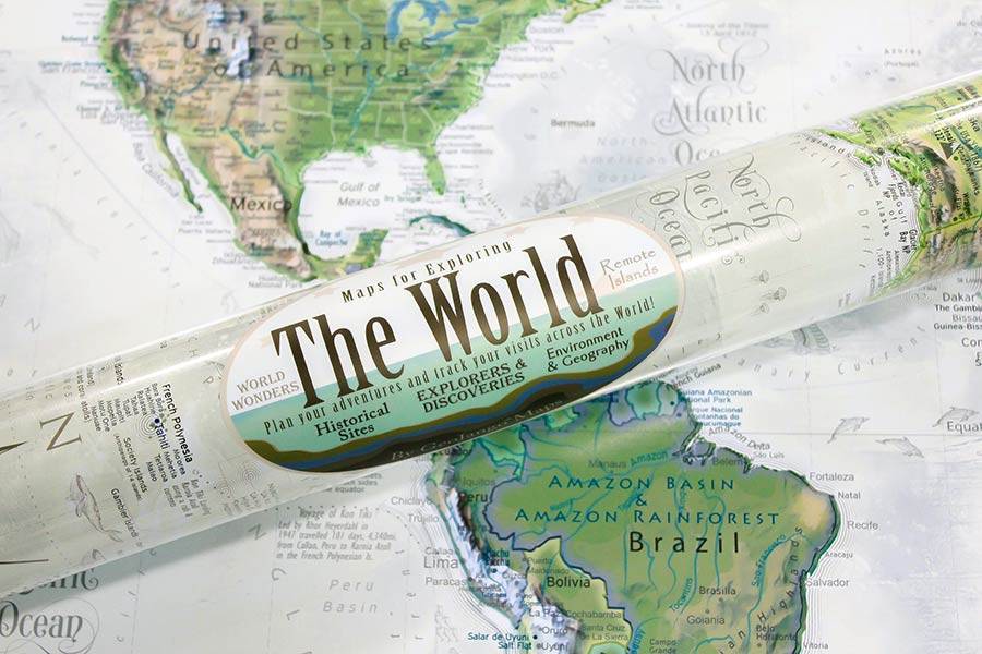 world map with wonders of the world